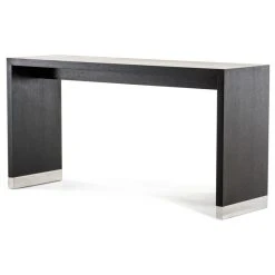 Limari Home Silas Wenge Wood Veneer & Stainless Steel Counter Table In Oak