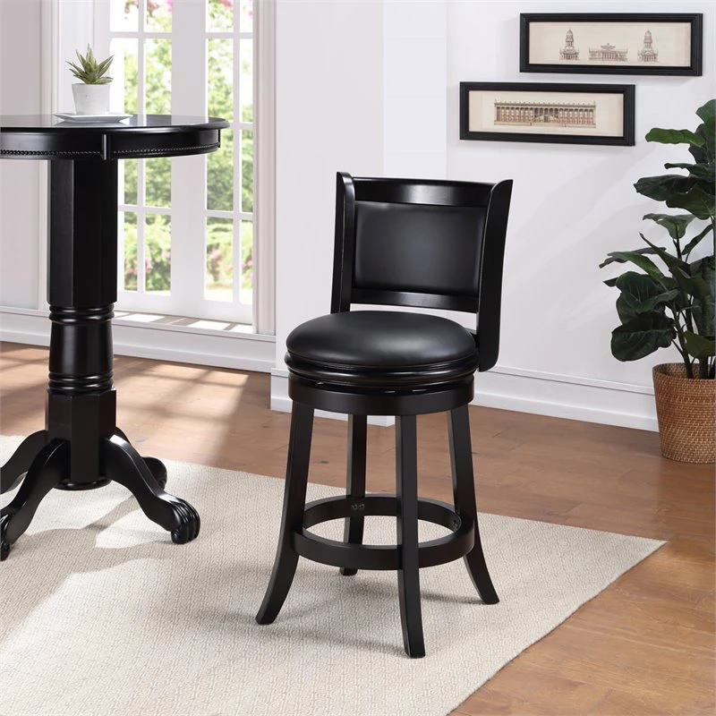 Boraam Industries, Inc. Boraam Augusta 24" Swivel Counter Stool In Black 2 Boraam Industries, Inc. Boraam Augusta 24" Swivel Counter Stool In Black - Image 2