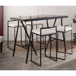 LumiSource Fuji Counter Stool Set Of 2, White, Black Frame -CHAMPRO shop 8ba10fd90a5e75f2 3590 w800 h800 b0 p0