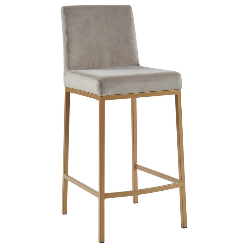 Worldwide Homefurnishings Inc. Set Of 2, 26'' Counter Stool, Velvet With Gold Metal Legs, Gray And Gold Leg 6 Worldwide Homefurnishings Inc. Set Of 2, 26'' Counter Stool, Velvet With Gold Metal Legs, Gray And Gold Leg - Image 6