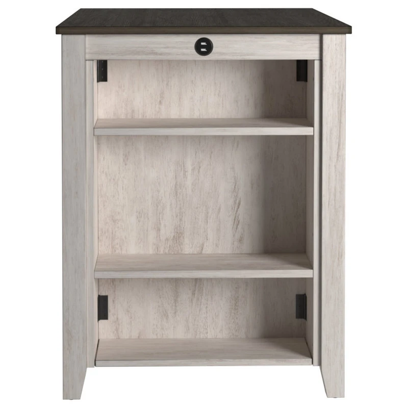 Inspire Q Linwood Wood Counter Height Dining Table With Charging Station, White 2 Inspire Q Linwood Wood Counter Height Dining Table With Charging Station, White - Image 2