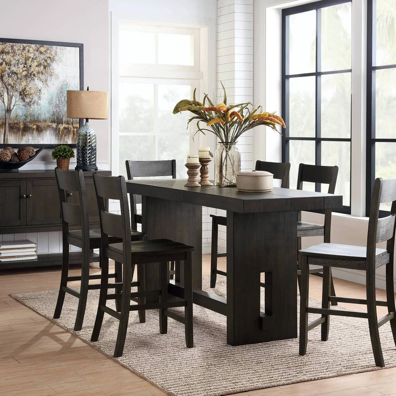 Acme Furniture ACME Haddie Counter Height Table, Distressed Walnut 4 Acme Furniture ACME Haddie Counter Height Table, Distressed Walnut - Image 4