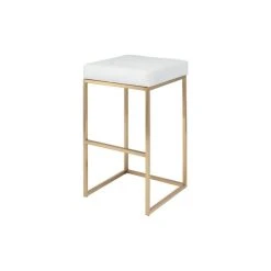Nuevo Chi Stool, Seat: White, Frame: Brushed Gold, Bar Height
