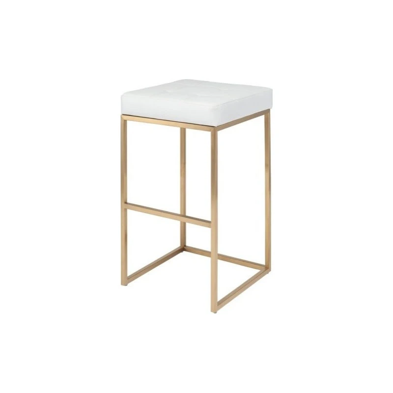 Nuevo Chi Stool, Seat: White, Frame: Brushed Gold, Bar Height 1 Nuevo Chi Stool, Seat: White, Frame: Brushed Gold, Bar Height