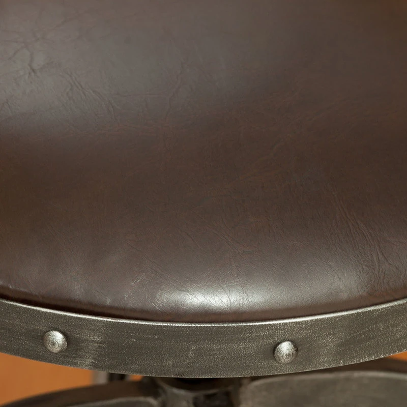 GDFStudio GDF Studio Dempsey Swivel Adjustable Bar Stool, Brown Leather 4 GDFStudio GDF Studio Dempsey Swivel Adjustable Bar Stool, Brown Leather - Image 4