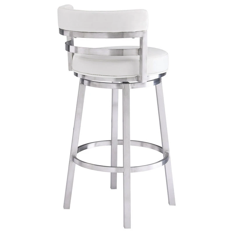 Armen Living Madrid Swivel Stool, White, 26" 3 Armen Living Madrid Swivel Stool, White, 26" - Image 3