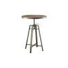 Home Furnishings Industrial Adjustable Bar Table, Nutmeg With Wire Brushed Detail