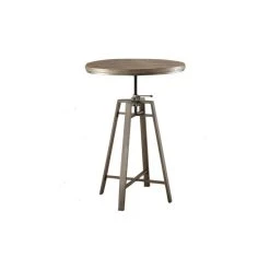Home Furnishings Industrial Adjustable Bar Table, Nutmeg With Wire Brushed Detail
