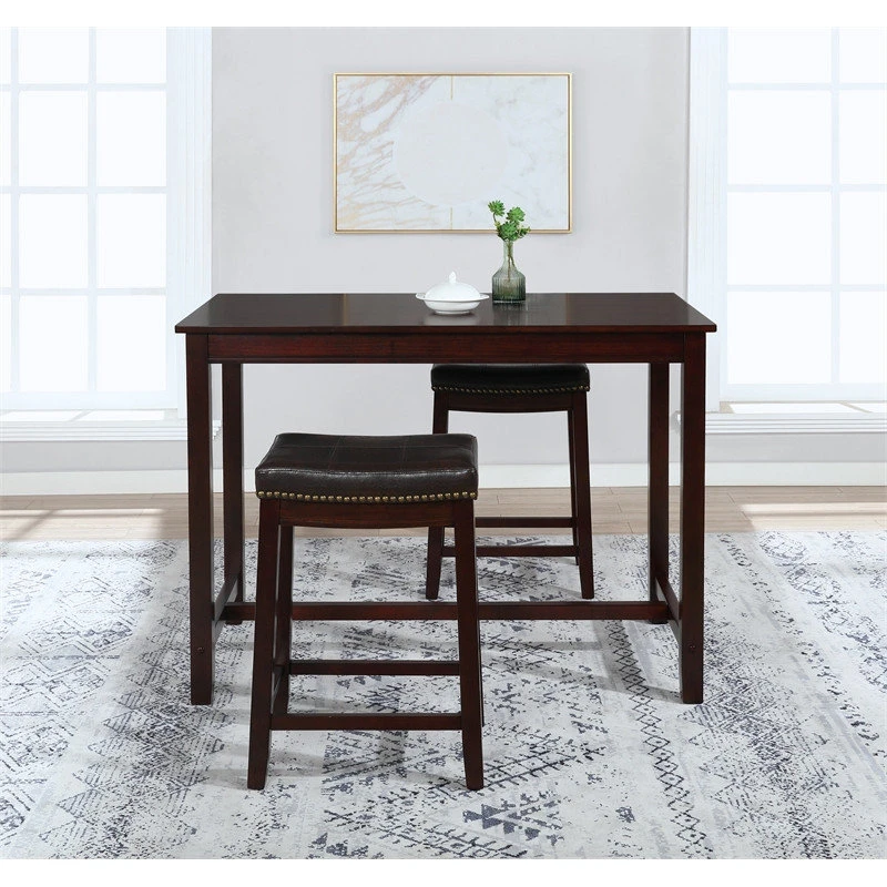 Linon Home Decor Products Linon Claridge 36" Wood Counter Height Pub Table In Walnut 5 Linon Home Decor Products Linon Claridge 36" Wood Counter Height Pub Table In Walnut - Image 5