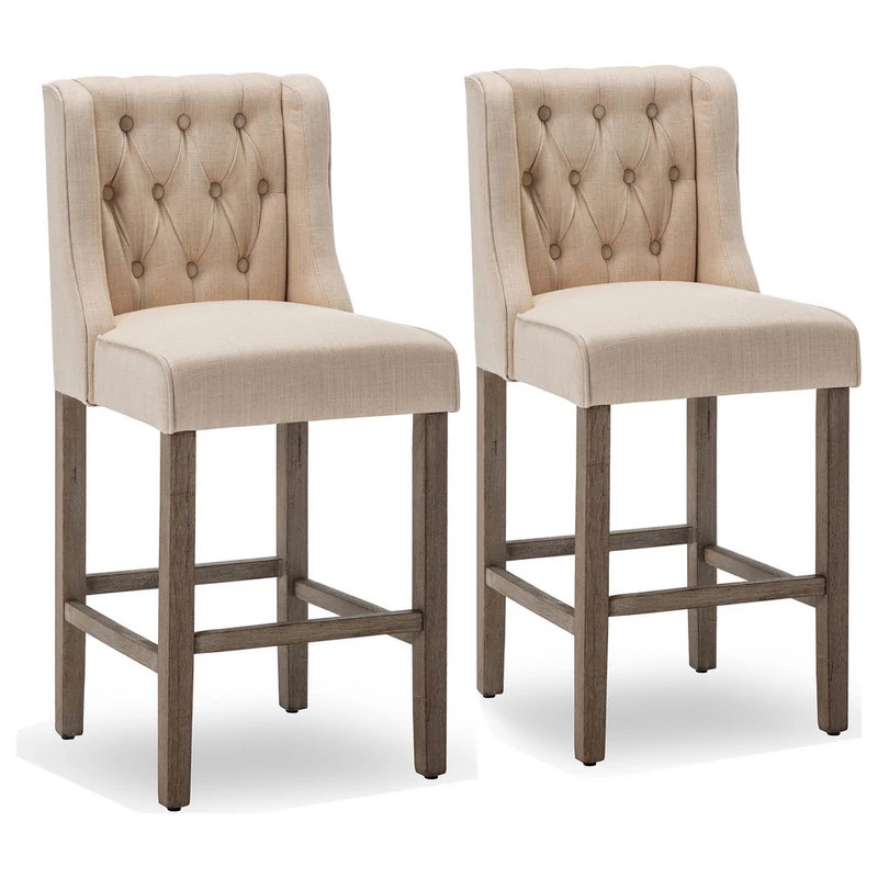 BELLEZE 40" Tufted Wingback Fabric Upholstered Barstool Dining Chair Set Of 2,N 1 BELLEZE 40" Tufted Wingback Fabric Upholstered Barstool Dining Chair Set Of 2,N