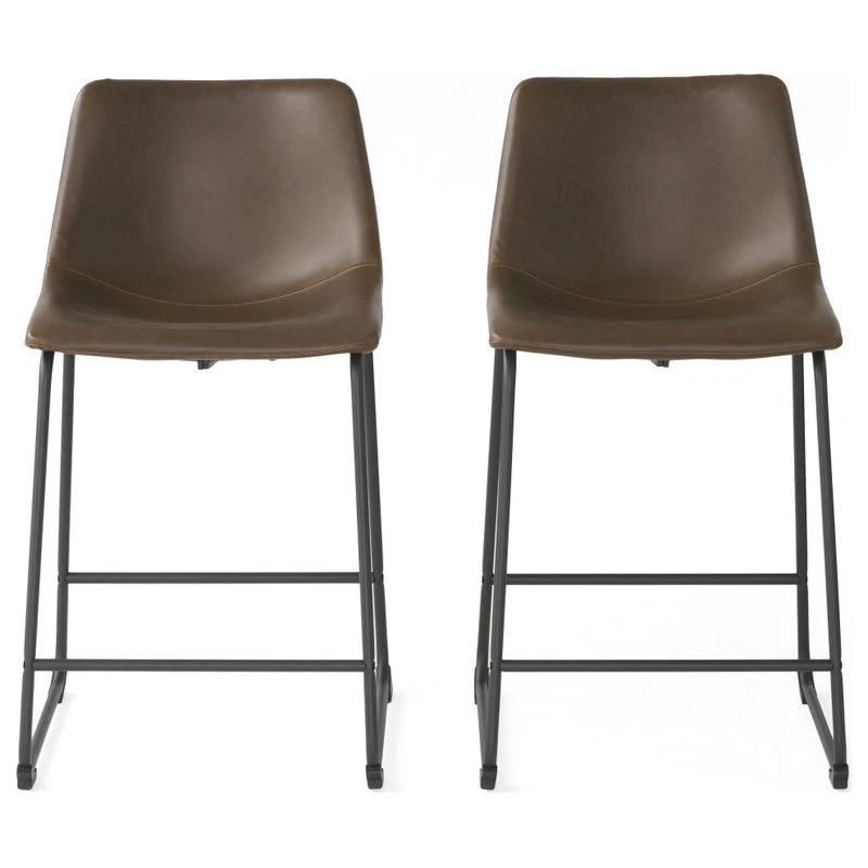 GDFStudio GDF Studio Idash Vintage Brown Faux Leather Counter Stools, Set Of 2 1 GDFStudio GDF Studio Idash Vintage Brown Faux Leather Counter Stools, Set Of 2