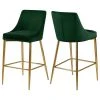 Meridian Furniture Karina Velvet Stool, Set Of 2, Green, Gold Base
