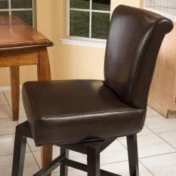 GDFStudio GDF Studio Madoc Brown Leather Swivel Barstool -CHAMPRO shop 9581a4870f9315a2 9846 w800 h800 b0 p0