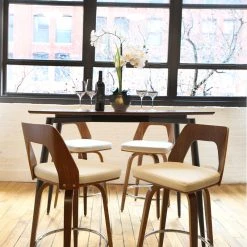 LumiSource Trilogy Counter Stool, Walnut/Cream PU Leather, Set Of 2 -CHAMPRO shop 95c11c140c4f35df 1976 w800 h800 b0 p0