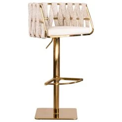 Statements By J Milano Adjustable Swivel Bar Counter Chair Stool, Off White, Gold