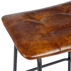 Duhome Elegant Lifestyle Set Of 2 Saddle Tufted Counter Stools, 24 Inch, Yellowish Brown-Faux Leather -CHAMPRO shop 9641809d0244063e 2841 w800 h800 b0 p0