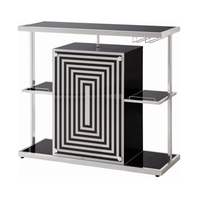 Coaster Home Furnishings Coaster Contemporary Bar Unit In Glossy Black 3 Coaster Home Furnishings Coaster Contemporary Bar Unit In Glossy Black - Image 3