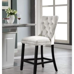 Meridian Furniture Nikki Velvet Stools, Set Of 2, Cream -CHAMPRO shop 97713a8902741114 4026 w800 h800 b0 p0