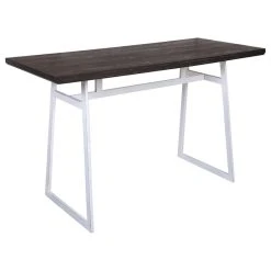 Lumisource Geo Counter Table, White Metal And Espresso Wood
