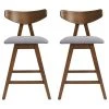 GDFStudio Sunapee Fabric Upholstered Wood Counter Stools, Set Of 2, Dark Gray/Walnut