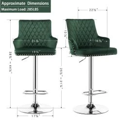 Duhome Inc 1 X Diamond Stitched Height Adjustable Velvet Bar Stool, Dark Green -CHAMPRO shop 9ca1609602bc05a7 7151 w800 h800 b1 p0