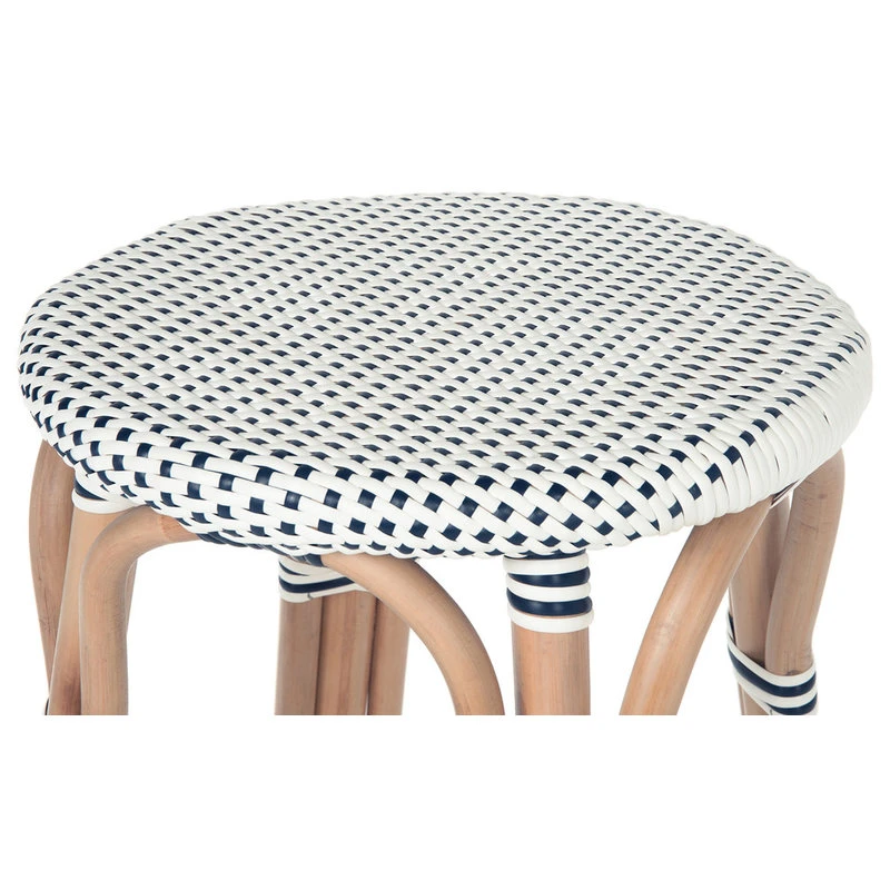 KOUBOO Bistro Backless Rattan Stool, White And Blue, Counter Stool 5 KOUBOO Bistro Backless Rattan Stool, White And Blue, Counter Stool - Image 5