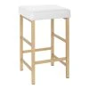 Office Star Products 26" Gold Backless Stool In White Faux Leather