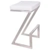 Armen Living Atlantis Backless Bar Stool, White PU, Counter Height