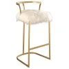 Abbyson Living Brittney Faux Fur Bar Stool, Gold