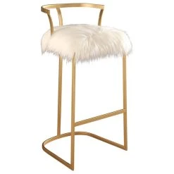 Abbyson Living Brittney Faux Fur Bar Stool, Gold