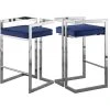 Meridian Furniture Ezra Counter Stool, Set Of 2, Navy Velvet, Chrome Base
