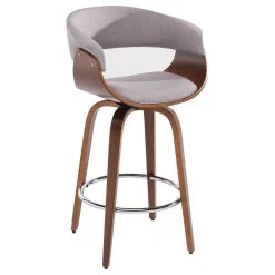Worldwide Homefurnishings Inc. Upholstered And Wood 26" Swivel Counter Stool, Charcoal Gray, Gray