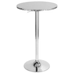 Lumisource Bistro Contemporary Adjustable Round Bar Table, Silver
