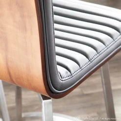 Lumisource Mason Swivel Counter Stool, Set Of 2, Stainless Steel Frame/Walnut Wood/Gray Pu -CHAMPRO shop a621840f019823a6 2678 w800 h800 b0 p0