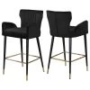 Meridian Furniture Luxe Velvet Stool, Set Of 2, Black