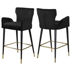 Meridian Furniture Luxe Velvet Stool, Set Of 2, Black