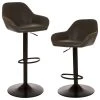 Glitzhome Vintage Gray Leatherette Gaslift Adjustable Swivel Bar Stool, Set Of 2