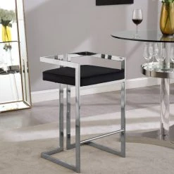 Meridian Furniture Ezra Counter Stool, Set Of 2, Black Velvet, Chrome Base -CHAMPRO shop a941f3f802741746 5579 w800 h800 b0 p0