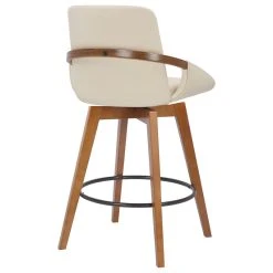 Armen Living Baylor Swivel Wood Stool, Faux Leather, Cream/Walnut, 26" Counter Height -CHAMPRO shop aa51751d0f591a55 9138 w800 h800 b1 p0