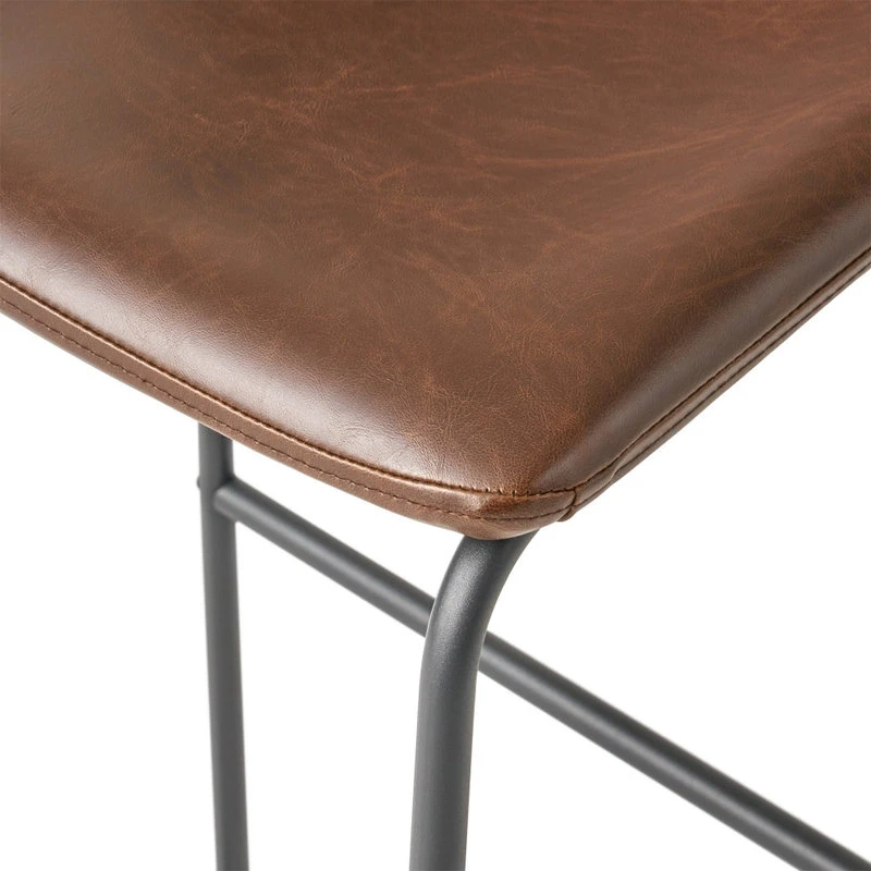 GDFStudio GDF Studio Central Vintage Brown Faux Leather Bar Stool, Brown, Pu 7 GDFStudio GDF Studio Central Vintage Brown Faux Leather Bar Stool, Brown, Pu - Image 7