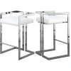 Meridian Furniture Ezra Counter Stool, Set Of 2, White Faux Leather, Chrome Base