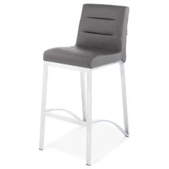 Zuri Furniture Modern Lynx Counter Height Stool Slate Leatherette Brushed Stainless Steel Base