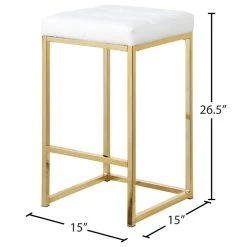 Meridian Furniture Nicola Counter Stool, Set Of 2, White Faux Leather, Gold Base -CHAMPRO shop abe1ae8102741810 5802 w800 h800 b1 p0