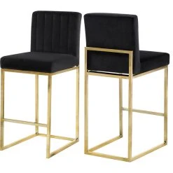Meridian Furniture Giselle Velvet Counter Stool, Black, Gold Base -CHAMPRO shop ac11988502741488 4913 w800 h800 b1 p0
