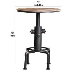 Benzara, Woodland Imprts, The Urban Port Bar Table With Fire Hydrant Style Metal Base, Black And Brown -CHAMPRO shop ac51850c0e4544ff 1876 w800 h800 b1 p0