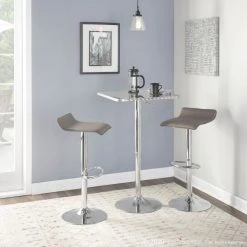 Lumisource Bistro Contemporary Adjustable Square Bar Table, Silver -CHAMPRO shop ad216e7f02952558 3627 w800 h800 b0 p0