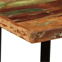 Vida XL International B.V. VidaXL Bar Table Polished 47.2" Steel Solid Reclaimed Wood Bistro Pub Dining -CHAMPRO shop ad41d97e0ec74a60 0034 w800 h800 b0 p0