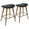 Lumisource Saddle Counter Stool, Set Of 2, Walnut/Black PU