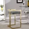Meridian Furniture Ezra Counter Stool, Set Of 2, Gray Velvet, Gold Base
