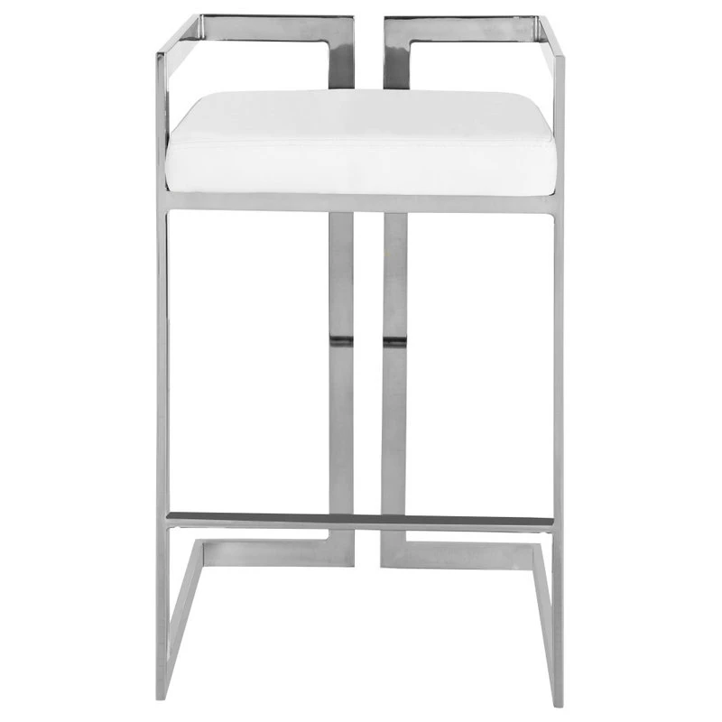 Meridian Furniture Ezra Counter Stool, Set Of 2, White Faux Leather, Chrome Base 2 Meridian Furniture Ezra Counter Stool, Set Of 2, White Faux Leather, Chrome Base - Image 2